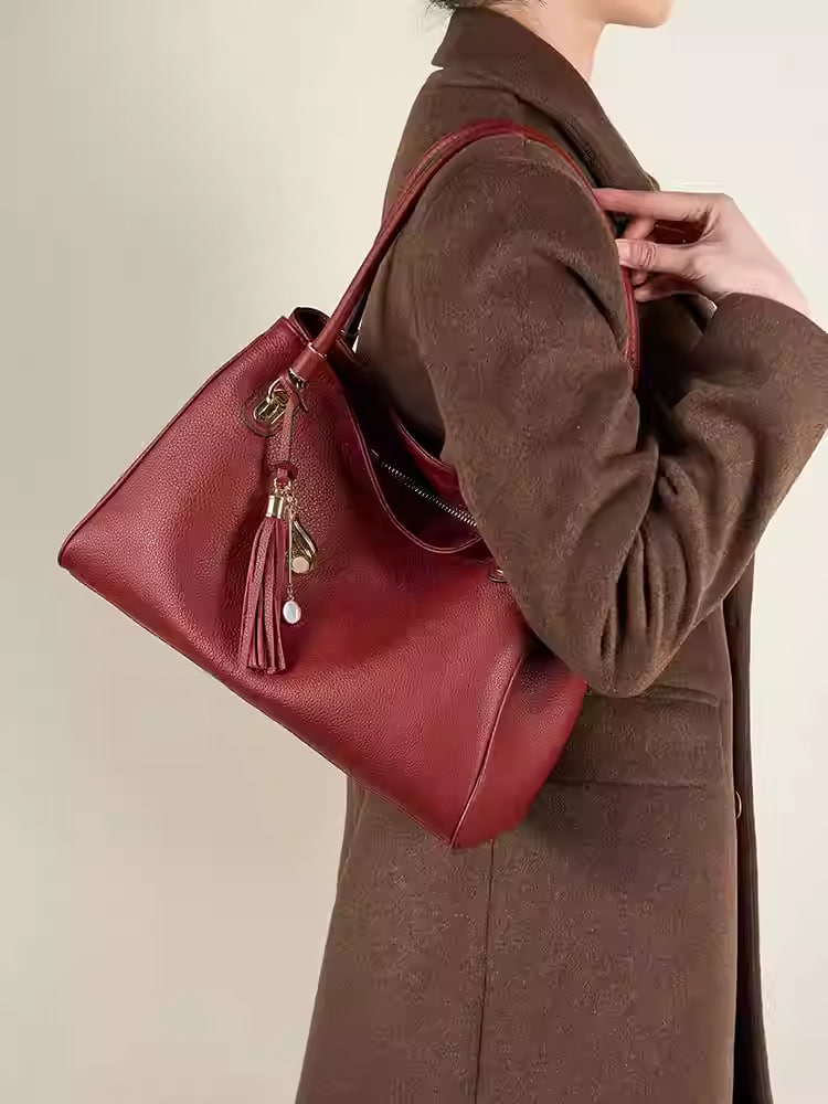cowhide soft leather casual women's bag
