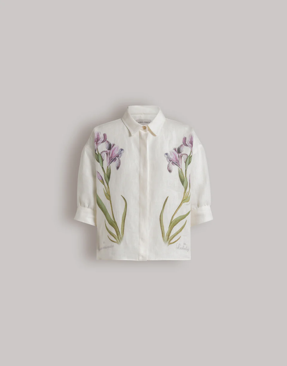 Linen shirt with floral print
